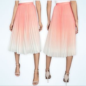 NWT Reiss Mila Ombré Pleated Skirt - Peach Size 10 - pink, white - New with tags